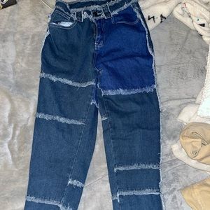 Lightly worn fringe jeans